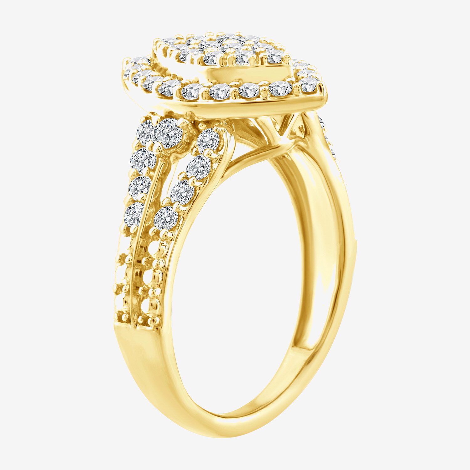 (F / Si2) Womens 1 CT. T.W. Lab Grown White Diamond Sterling Silver Marquise Side Stone Halo Engagement Ring