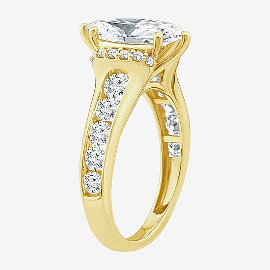 (F / Vs2) Womens 6 CT. T.W. Lab Grown White Diamond 14K Gold Marquise Side Stone Engagement Ring