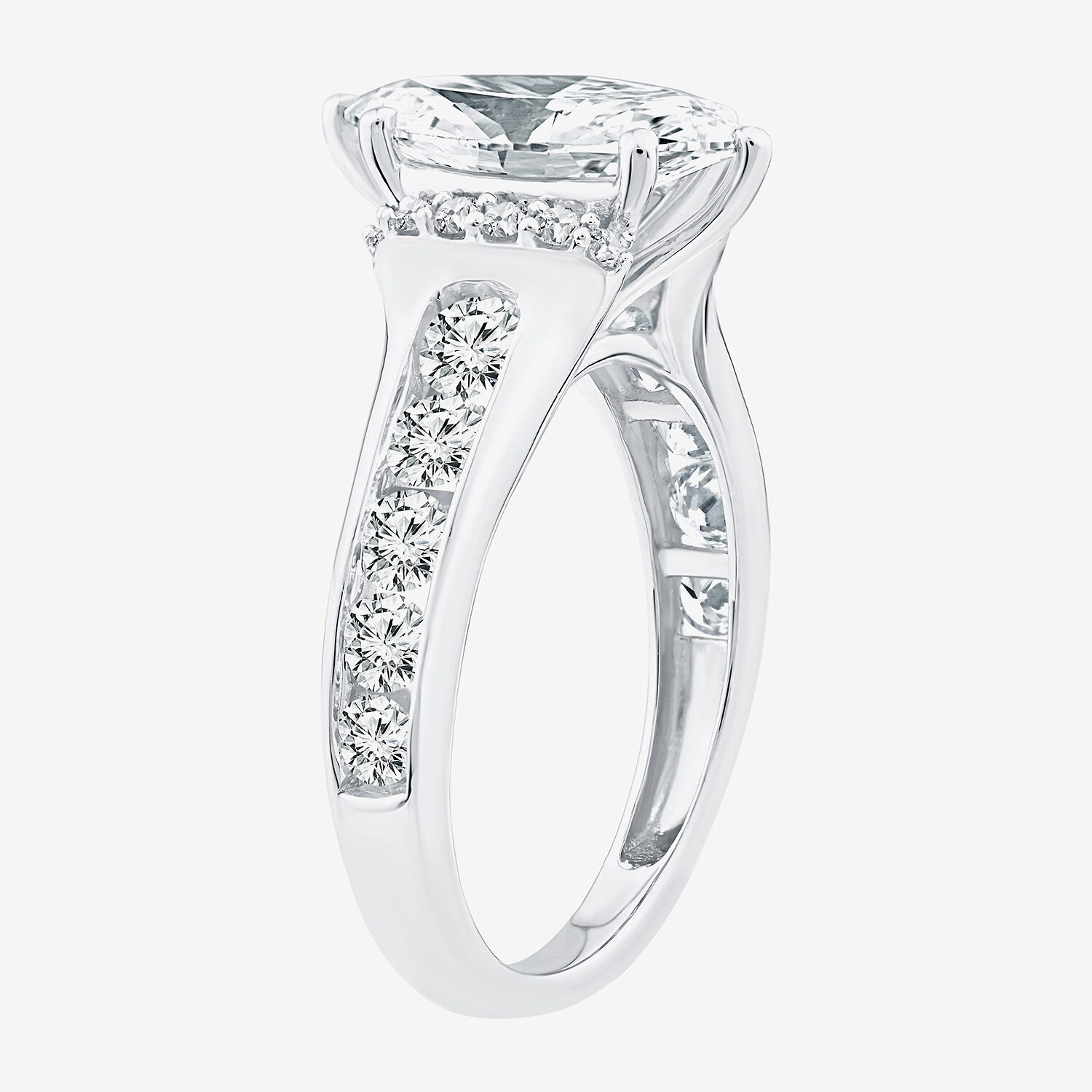 F / Vs2) Womens CT. T.W. Lab Grown White Diamond 14K Gold Marquise Side Stone Engagement Ring