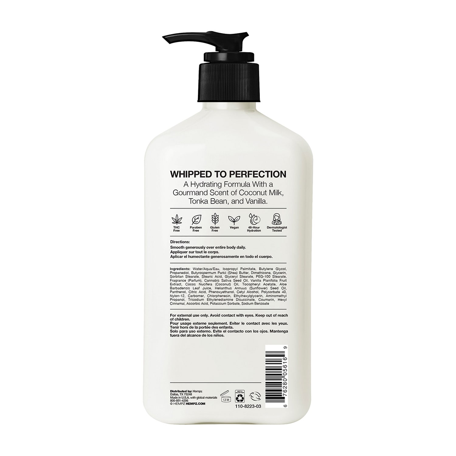 Hempz Whipped Vanilla & Coconut Cream Body Moisturizer 17 Oz.​