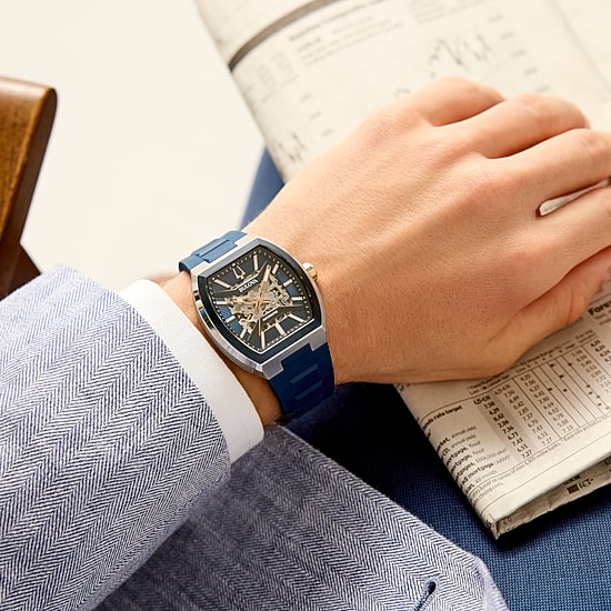Bulova Maquina Mens Automatic Blue Strap Watch 98a318
