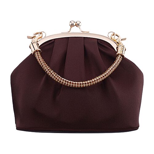 N By Nina Crystal Handle Clutch In Brown