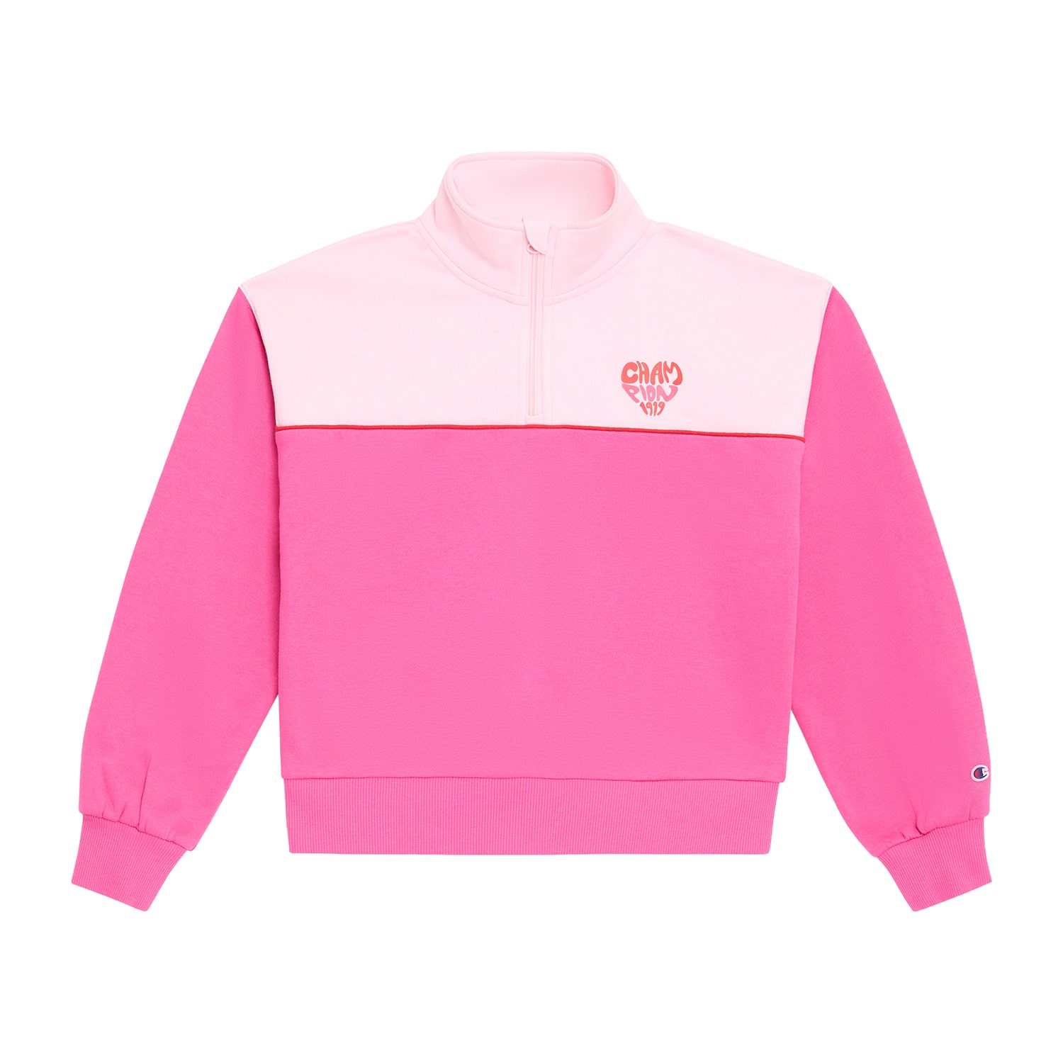 Champion Big Kid Girls Crew Neck Long Sleeve Fleece Active Quarter-Zip Pullover