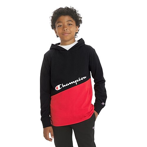 Champion Big Kid Boys Crew Neck Short Sleeve Classic Fit Graphic T-shirt In Black