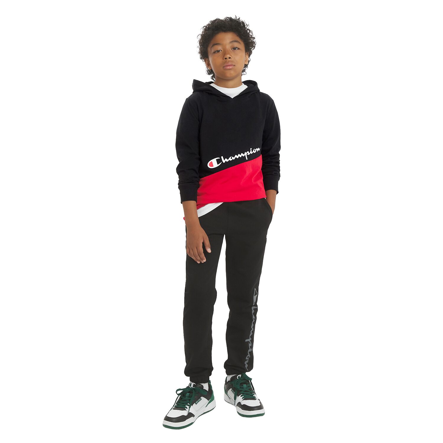 Champion Big Kid Boys Crew Neck Long Sleeve Classic Fit Graphic T-Shirt