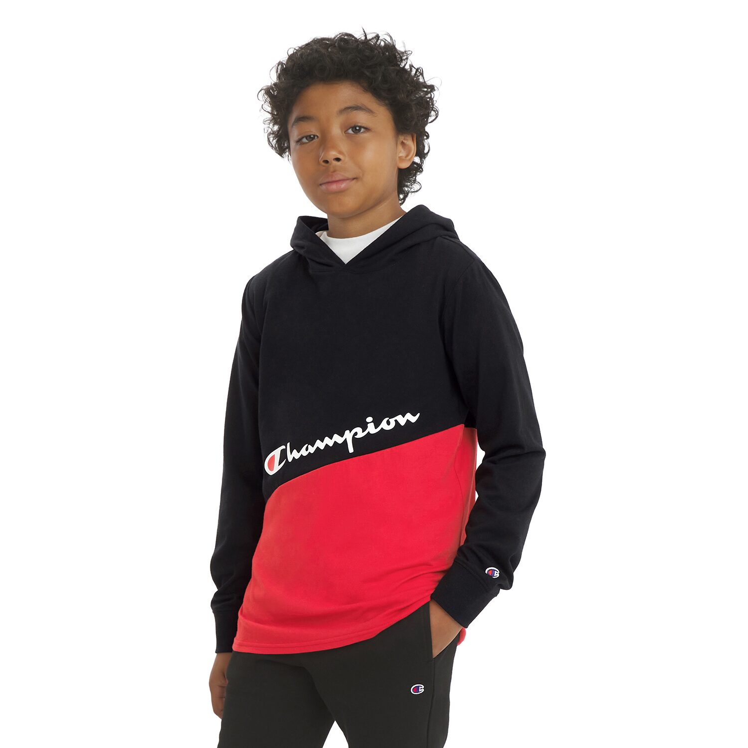 Champion Big Kid Boys Crew Neck Long Sleeve Classic Fit Graphic T-Shirt