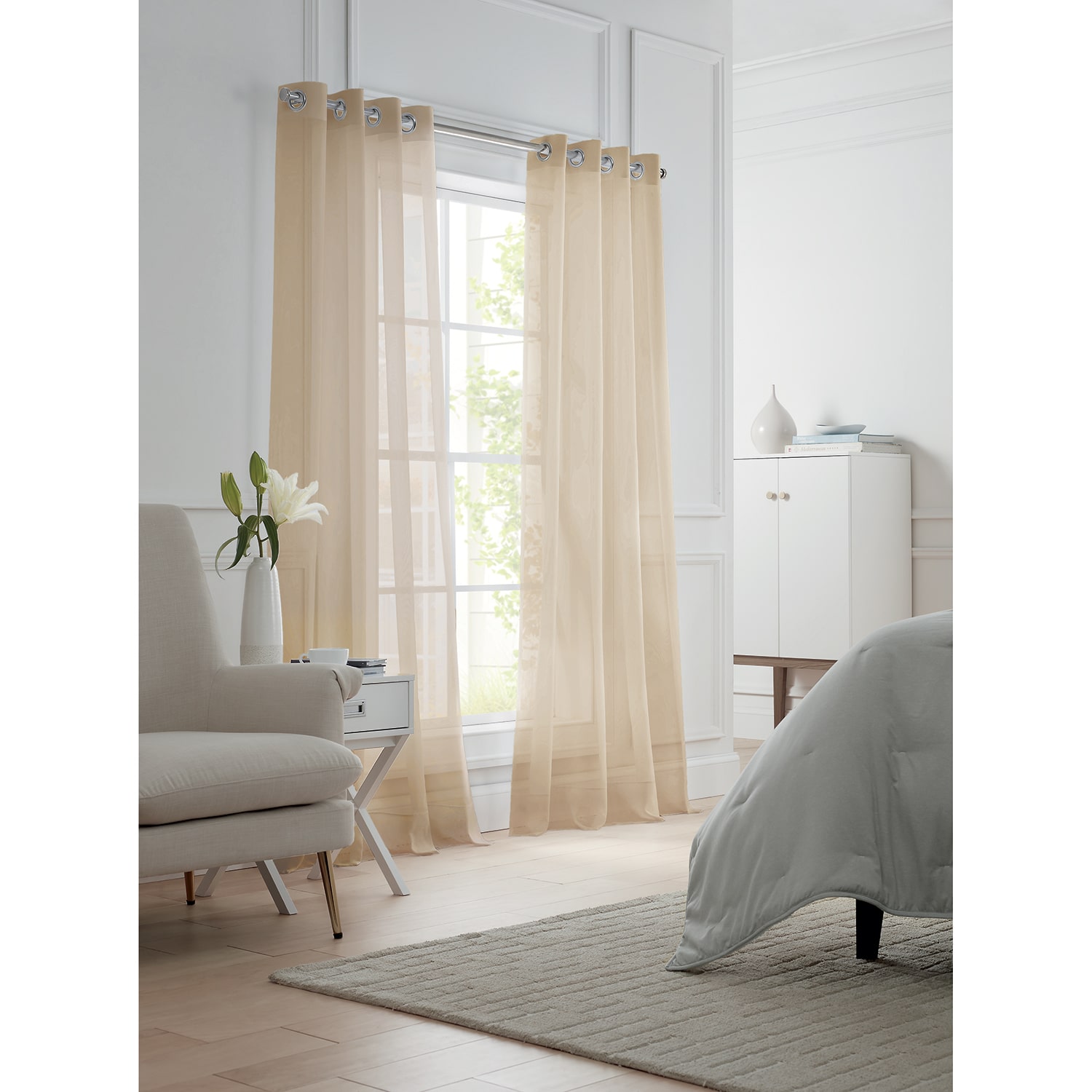 Liz Claiborne Lisette Grommet Top Sheer Single Curtain Panel