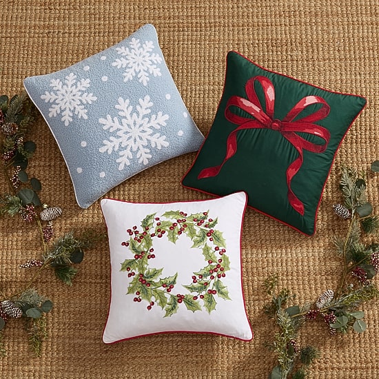 Martha Stewart Bow Holiday Square Throw Pillow