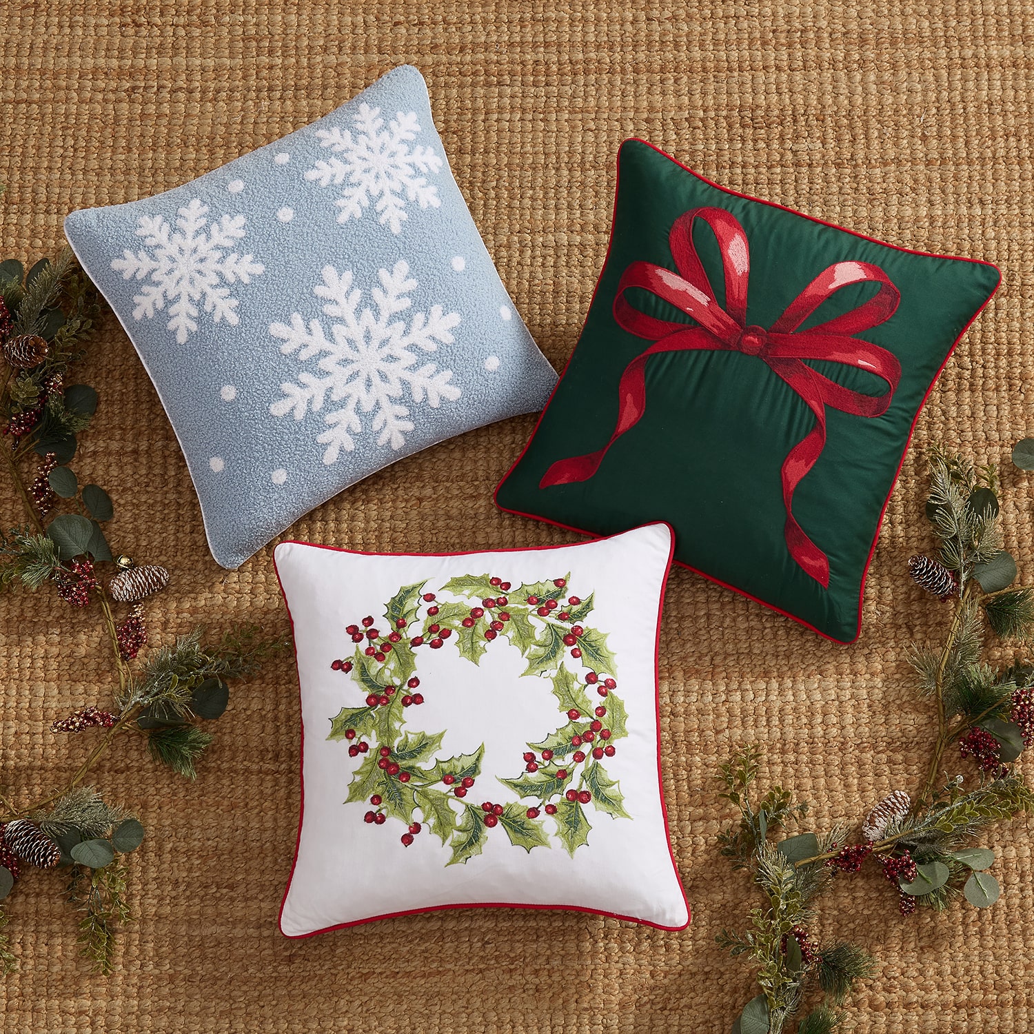 Martha Stewart Tufted Snowflake Holiday Square Throw Pillow