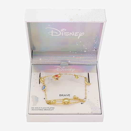 Disney Classics Womens 14K Gold Over Brass 8 Inch Semisolid Link Winnie The Pooh Chain Bracelet