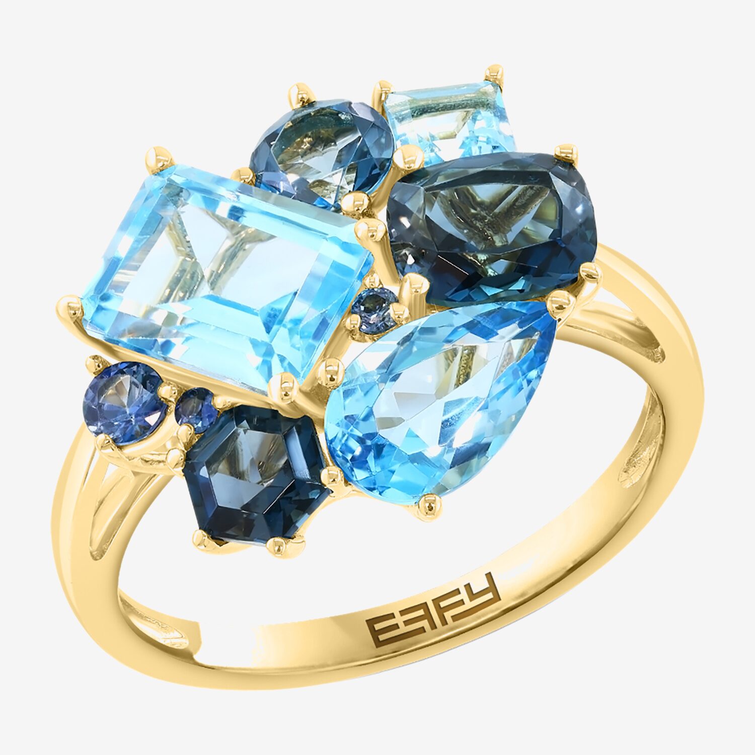 Effy Final Call Limited Quantities! Womens Genuine Blue Topaz 14K Gold Cocktail Ring