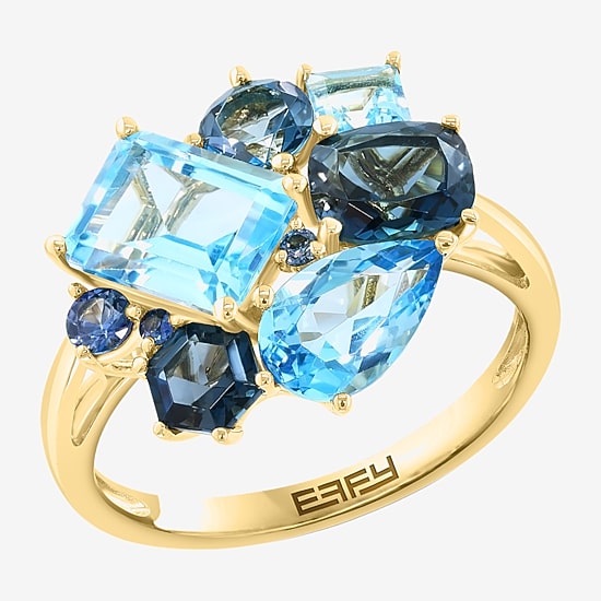 Effy Final Call Limited Quantities! Womens Genuine Blue Topaz 14K Gold Cocktail Ring