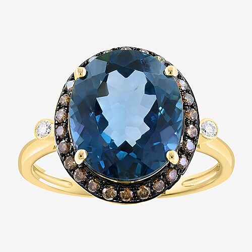 Effy Final Call Limited Quantities! Womens 1/4 Ct. T.w. Genuine Blue Topaz 14k Gold Oval Cocktail Ring
