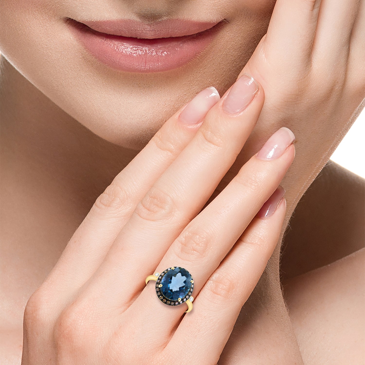 Effy Final Call Limited Quantities! Womens 1/4 CT. T.W. Genuine Blue Topaz 14K Gold Oval Cocktail Ring