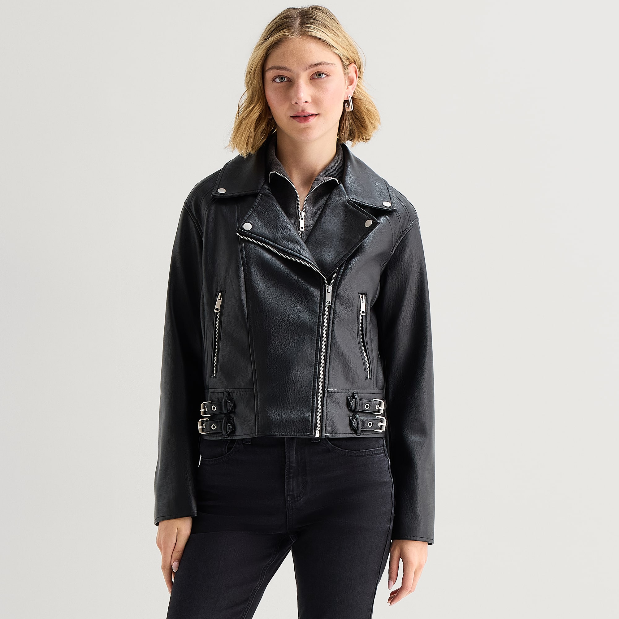 A.N.A Womens Faux Leather Lightweight Jacket