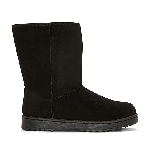 St. John's Bay Womens Stratford Faux Fur Lined Flat Heel Winter Boots In Black