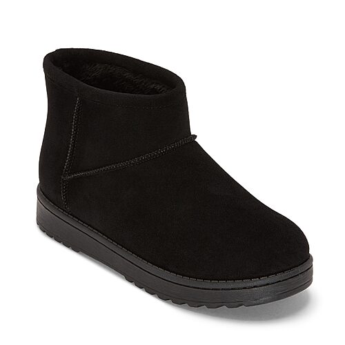 St. John's Bay Womens Steel Faux Fur Lined Flat Heel Winter Boots In Black