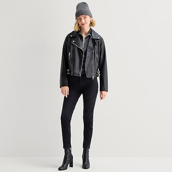 A.N.A Womens Faux Leather Lightweight Jacket