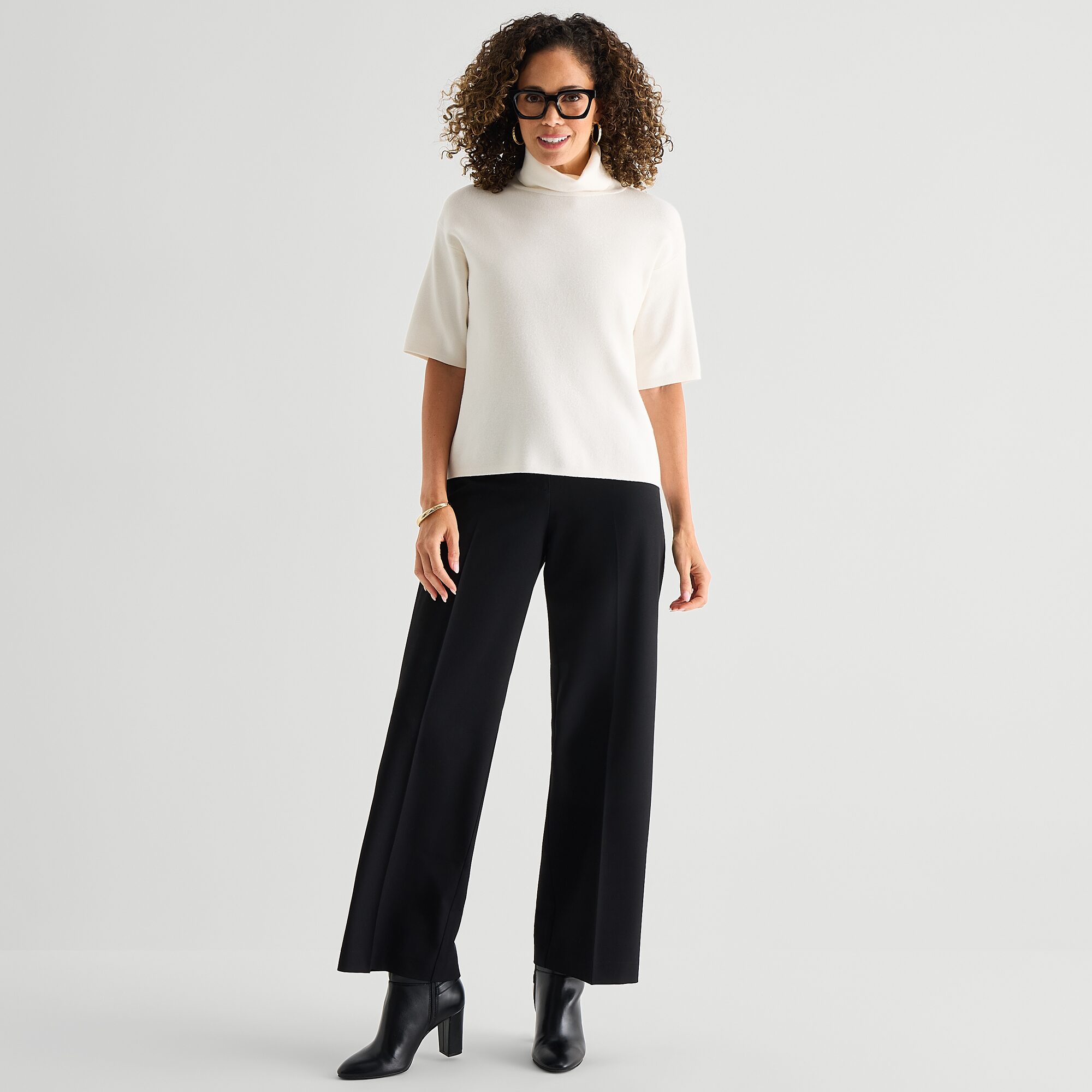 Liz Claiborne Womens Turtleneck Elbow Sleeve Pullover Sweater