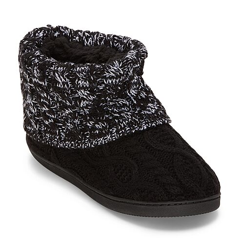 Muk Luks Rochelle Womens Bootie Slippers, Medium, Black