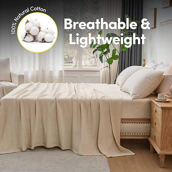 Sweet Home Collection 100% Cotton Muslin, Multi-Layer Breathable, Lightweight & Blanket