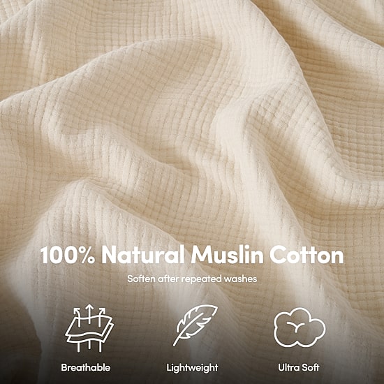 Sweet Home Collection 100% Cotton Muslin, Multi-Layer Breathable, Lightweight & Blanket
