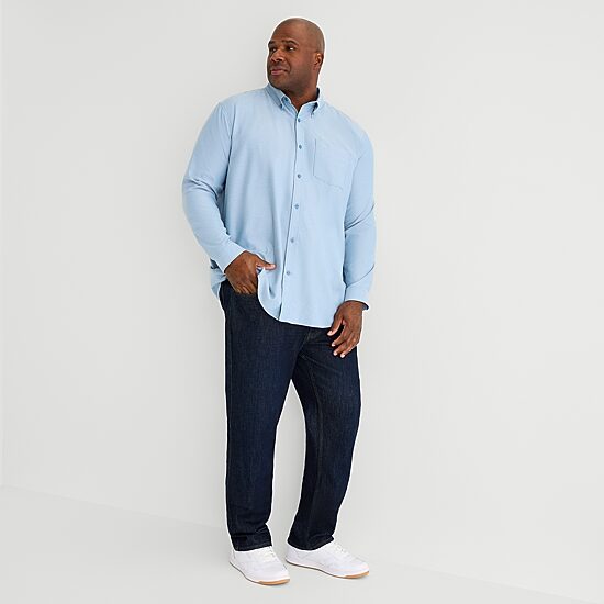 Shaquille O'Neal XLG™ Brushed Mens Long Sleeve Regular Fit Big and Tall Button-Down Shirt