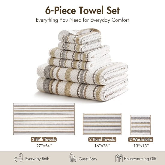 Madison Park Sutton Stripe 6-pc. Bath Towel Set