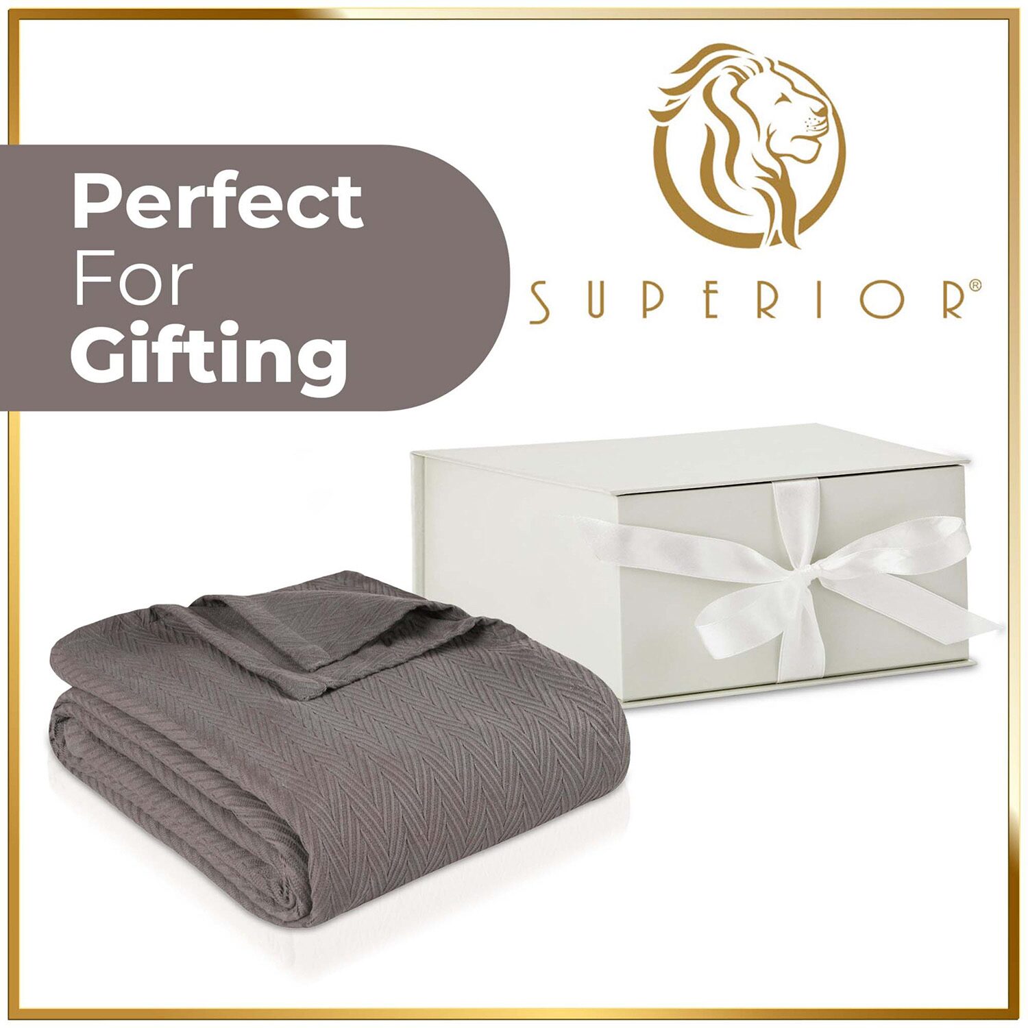 SUPERIOR® Metro Chevronall Season Breathable 100% Cotton Midweight Chevron Blanket
