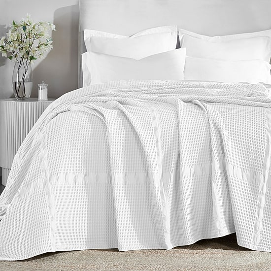 SUPERIOR® Waffle Weave All Season  Breathable 100% Cotton Midweight Blanket