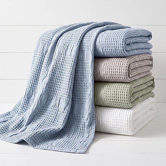 SUPERIOR® Waffle Weave All Season  Breathable 100% Cotton Midweight Blanket