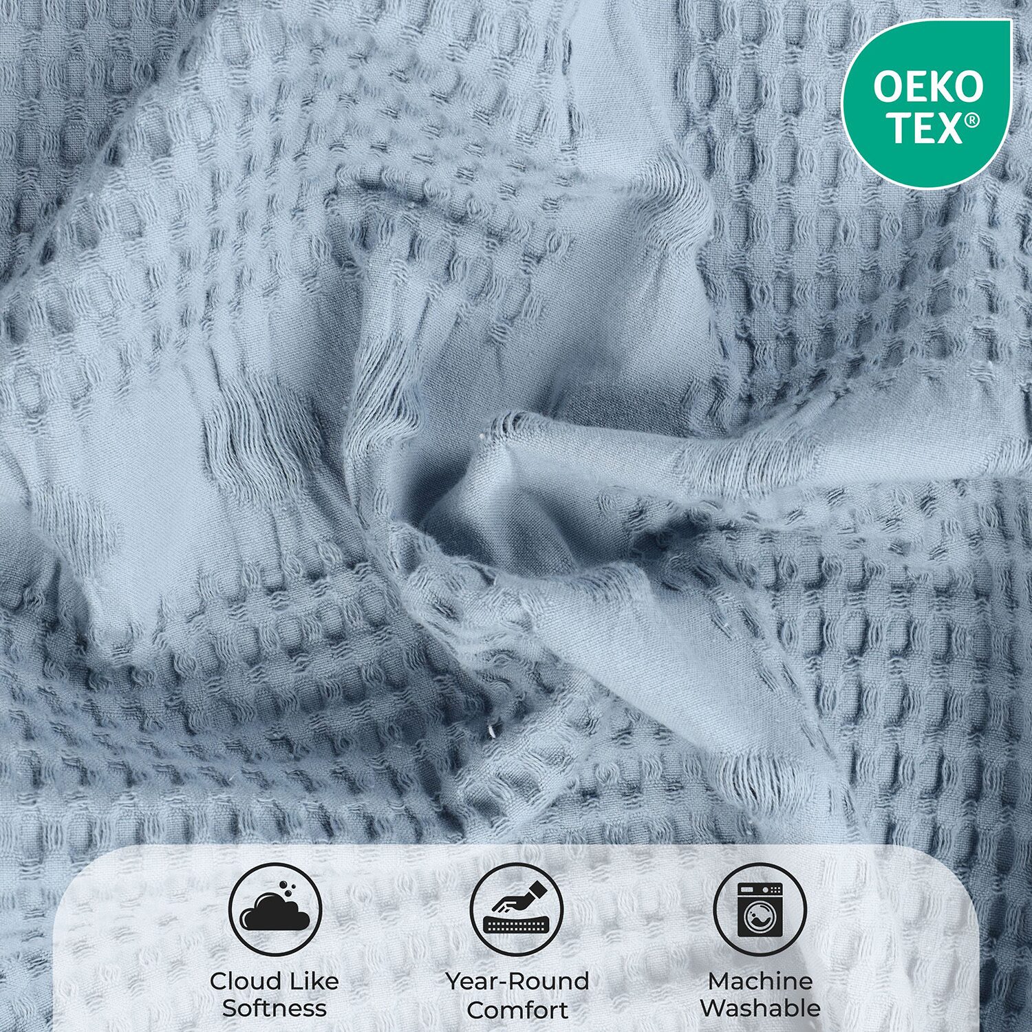 SUPERIOR® Waffle Weaveall Season  Breathable 100% Cotton Midweight Blanket