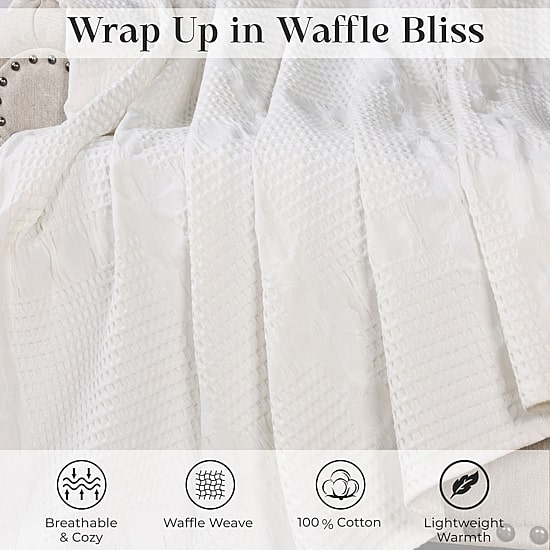 SUPERIOR® Waffle Weave All Season  Breathable 100% Cotton Midweight Blanket