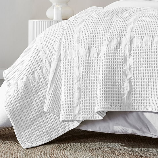 SUPERIOR® Waffle Weave All Season  Breathable 100% Cotton Midweight Blanket