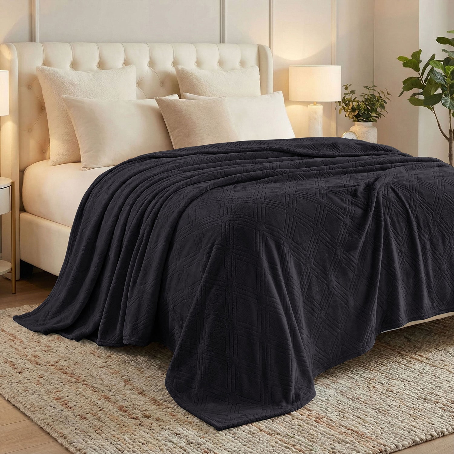SUPERIOR® Alaska Quilted Diamond Embossed Breathable Polyester Fleece Lightweight Blanket