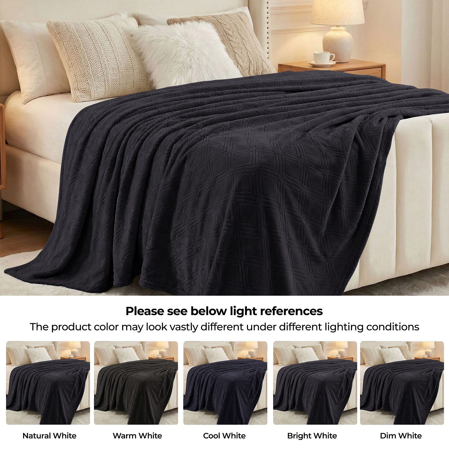 SUPERIOR® Alaska Quilted Diamond Embossed Breathable Polyester Fleece Lightweight Blanket