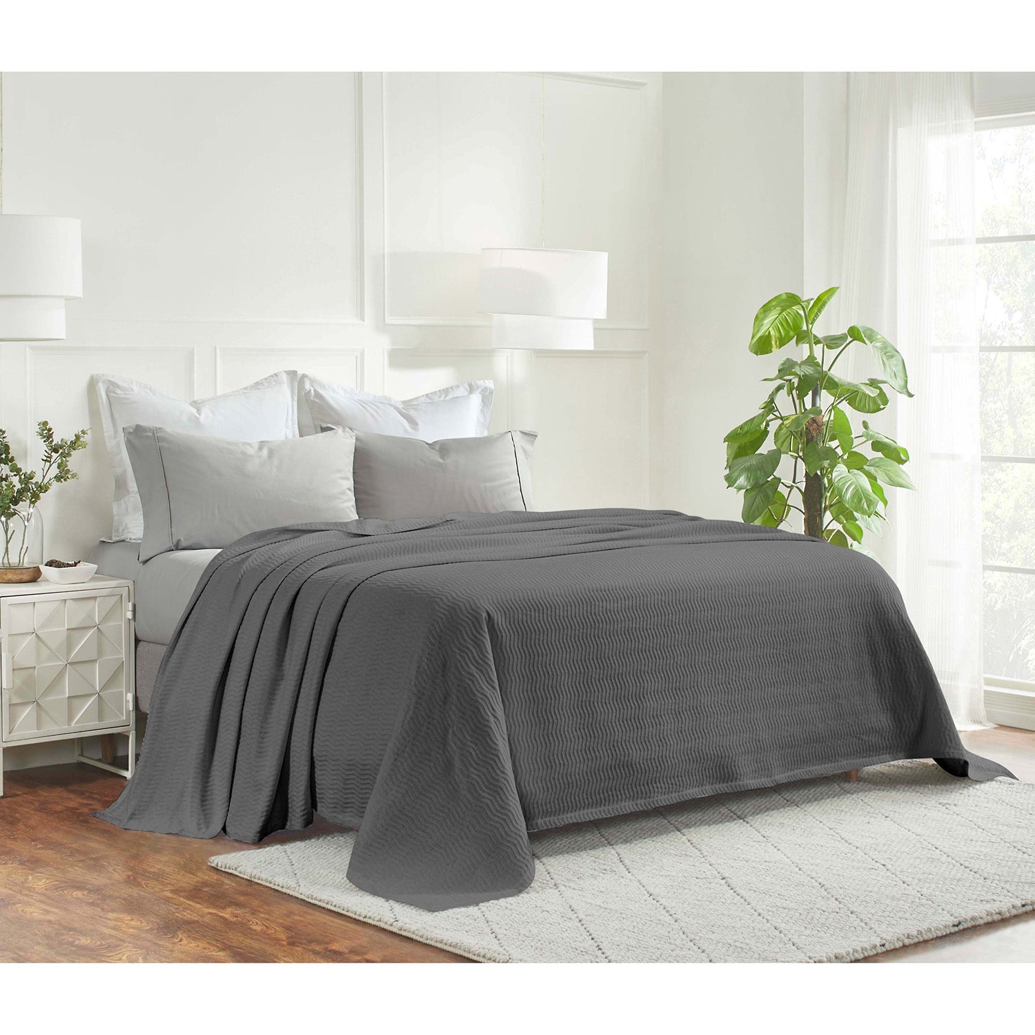 SUPERIOR® Jena All Season Dobby Weave Breathable Ultra Soft 100% Cotton Lightweight Chevron Blanket