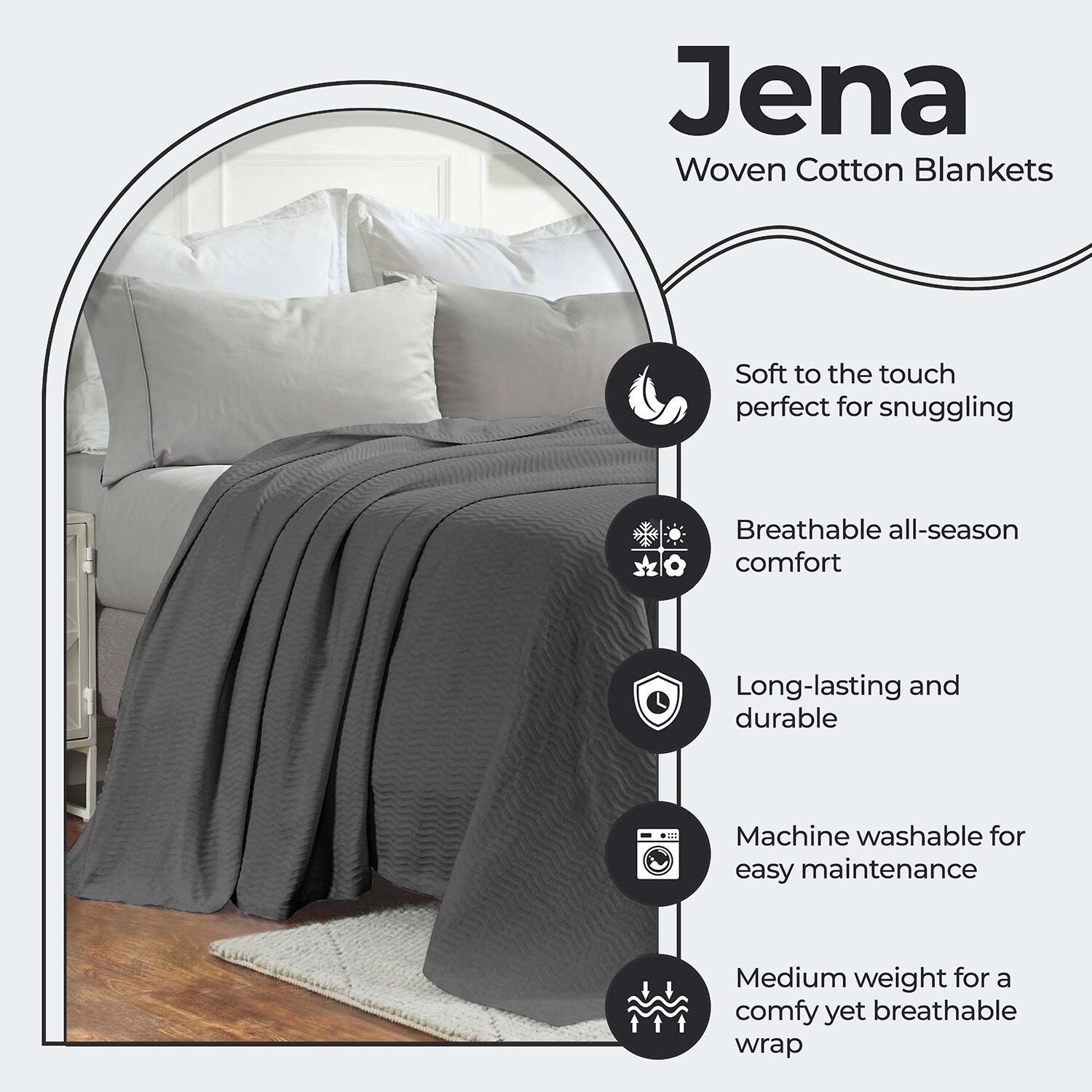 SUPERIOR® Jena All Season Dobby Weave Breathable Ultra Soft 100% Cotton Lightweight Chevron Blanket