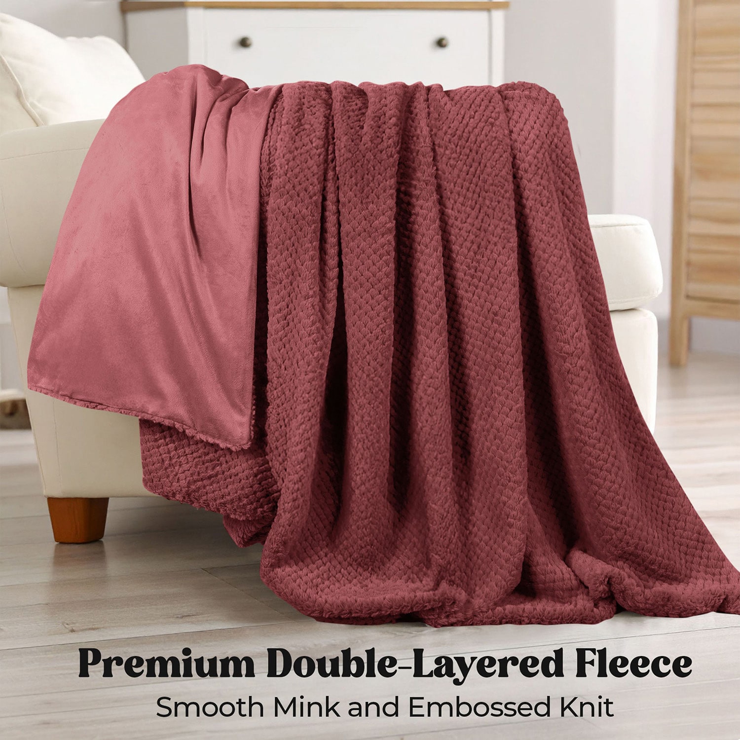 SUPERIOR® Victoria Luxury Fleece Double-Layered Mink-Textured Heavyweight Blanket