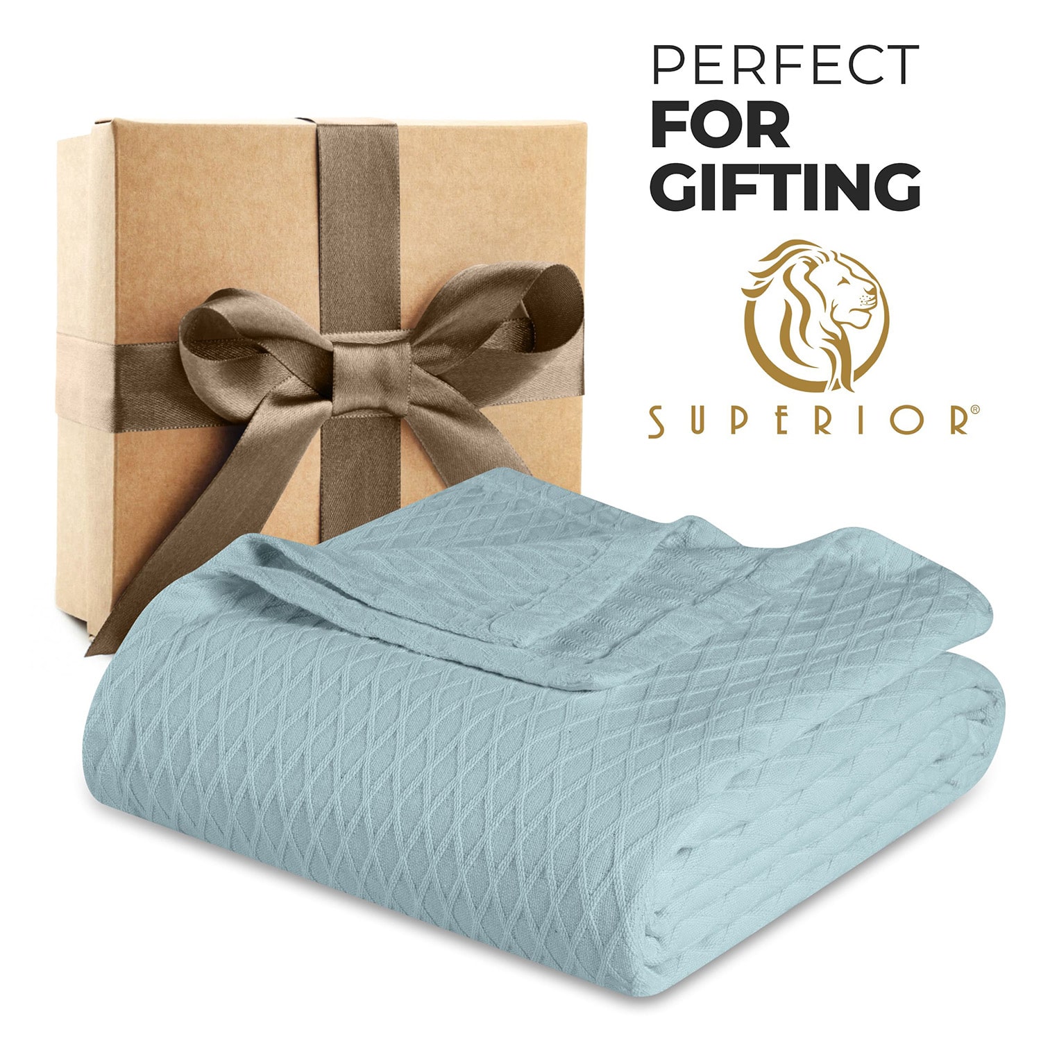 SUPERIOR® Diamond Weave Breathable Ultra-Soft 100% Cotton Midweight Blanket