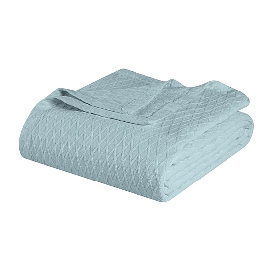 SUPERIOR® Diamond Weave Breathable Ultra-Soft 100% Cotton Midweight Diamond Blanket