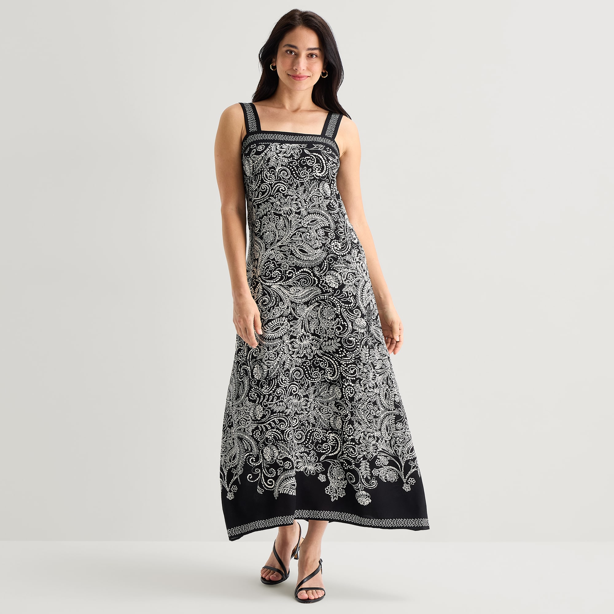 MSK Womens Square Neck Sleeveless Maxi Dress