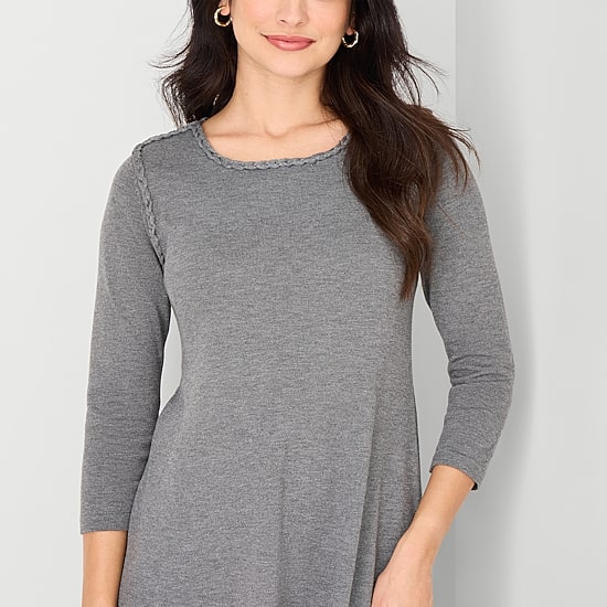 Robbie Bee Womens 3/4 Sleeve Sweater Dress