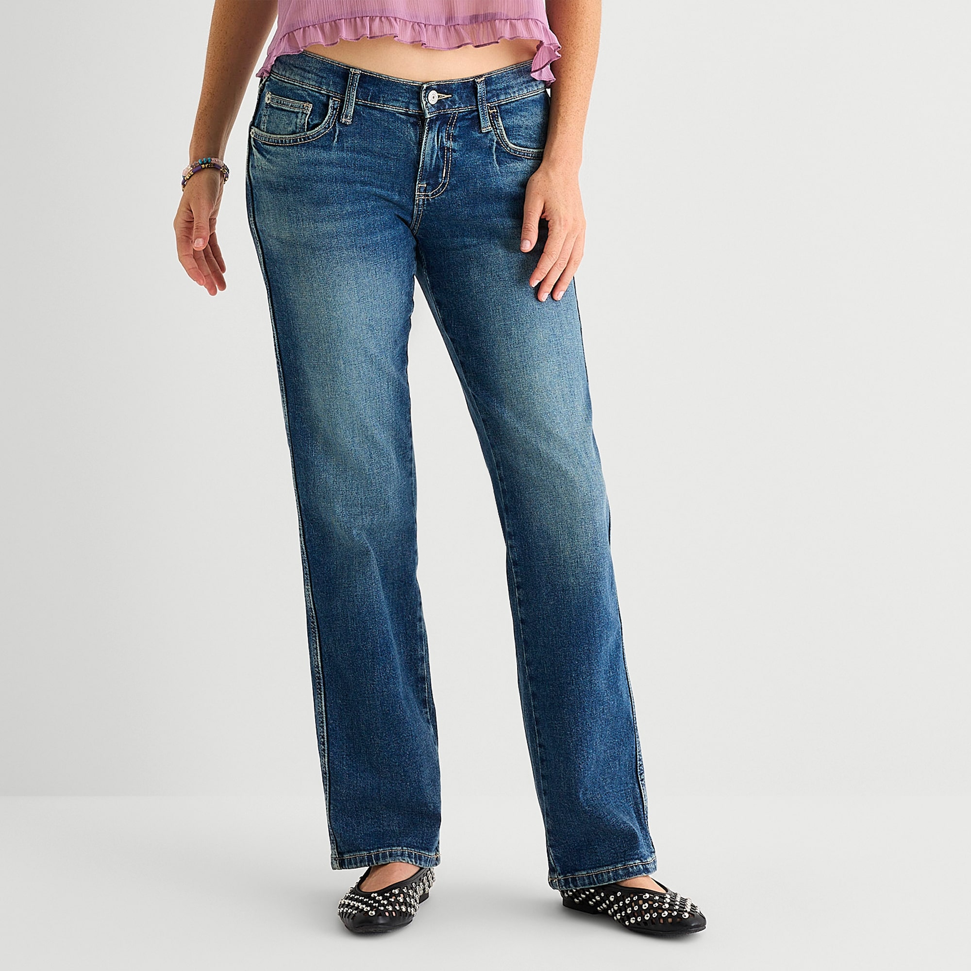 Arizona Womens Low Rise Straight Leg Jean
