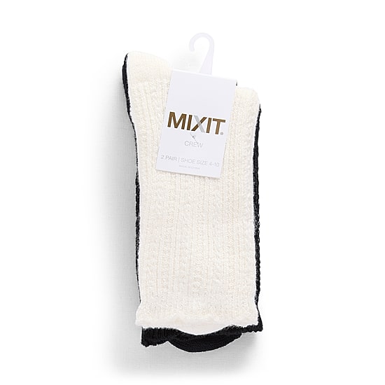 Mixit Essentials Womens 2 Pair Crew Socks