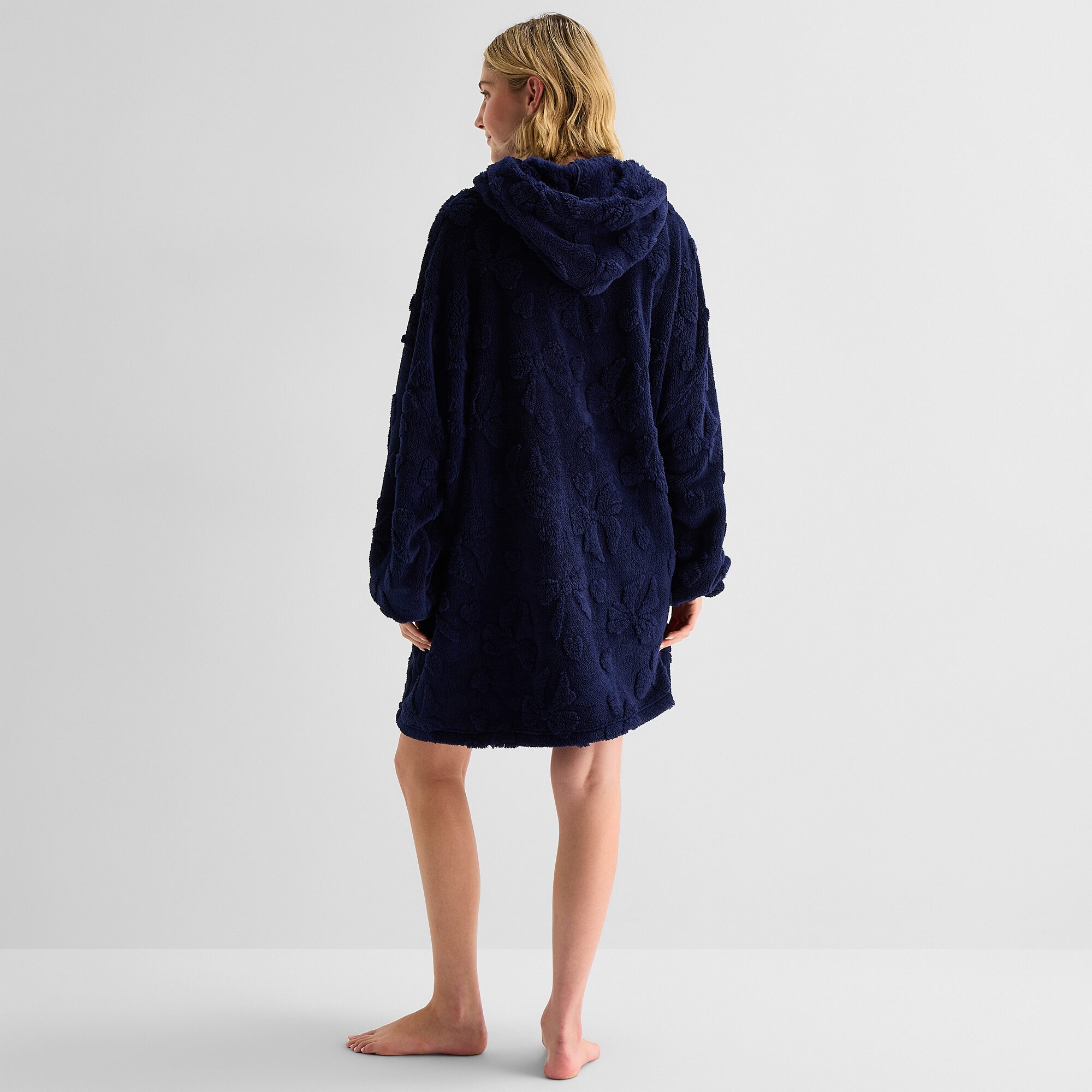 Sleep Chic Womens Fleece Hooded Long Sleeve Pajama Top