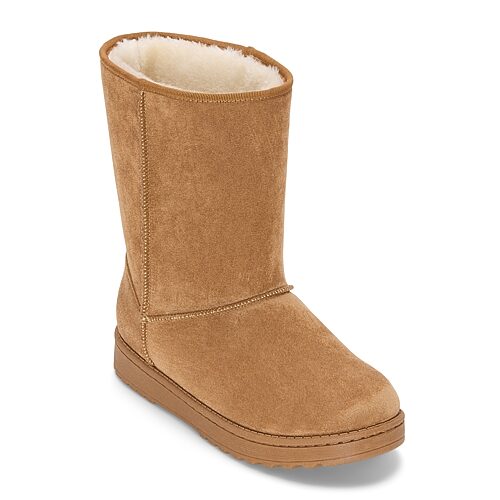St. John's Bay Womens Stratford Faux Fur Lined Flat Heel Winter Boots In Brown