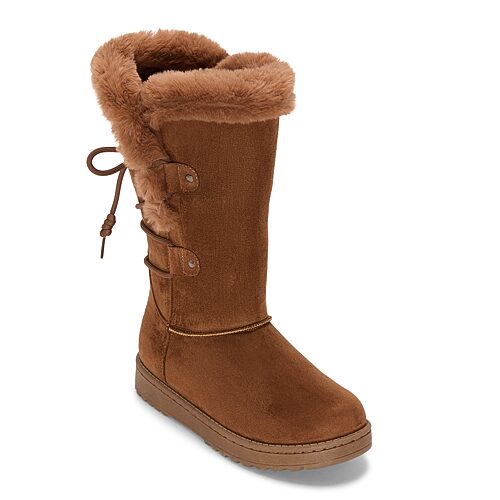 St. John's Bay Womens Strone Faux Fur Lined Flat Heel Winter Boots In Brown