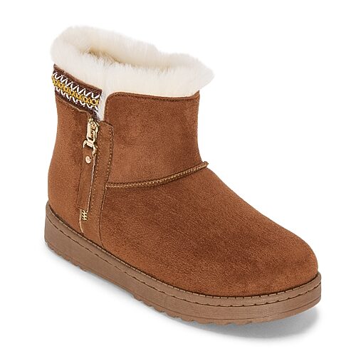 St. John's Bay Womens Stepps Faux Fur Lined Flat Heel Winter Boots In Brown