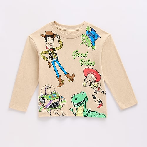 His International Babies' Toddler Boys Crew Neck Long Sleeve Regular Fit Toy Story Graphic T-shirt In Beige